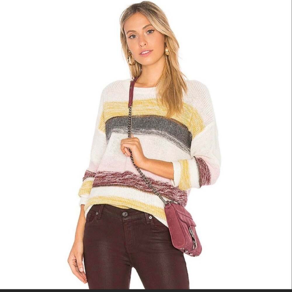 Rails Daphne Great Plains Striped Wool Cashmere Metallic Sweater Size L BohoChic